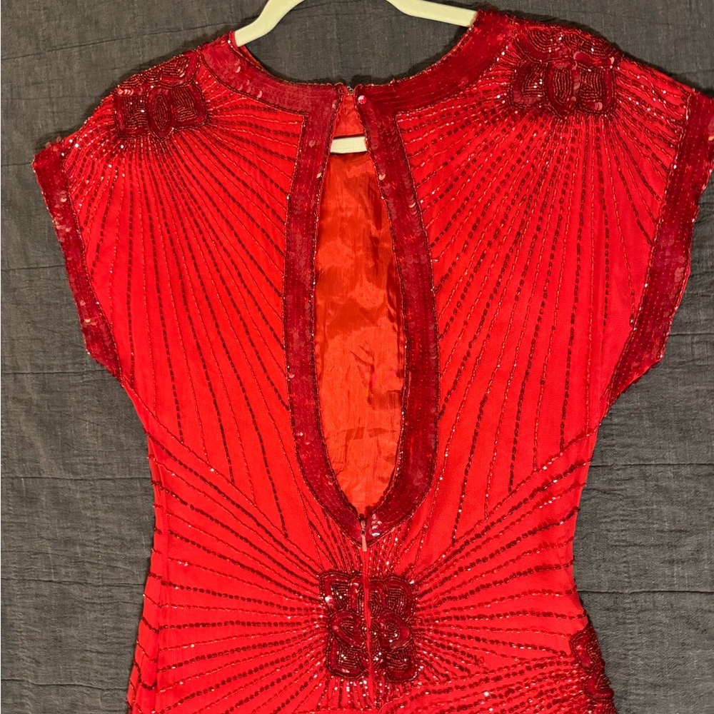 Oleg Cassini Vintage 20s Red 100% Silk Dress